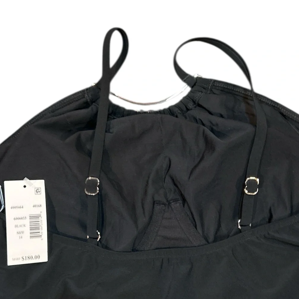 Magicsuit‎ Women’s Size 14 Halo Effect Goldie One-Piece Swim Romper Black NWT
